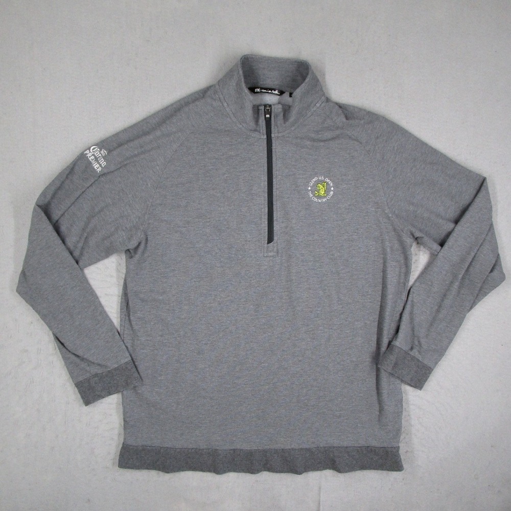 TravisMathew Mens XXL Gray 122nd US Open Corona Premier 1/4 Zip Pullover Jacket